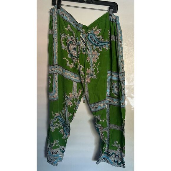 Rare One Hundred Stars  Handkerchief Print Green Lounge Pant One Size - Picture 2 of 8